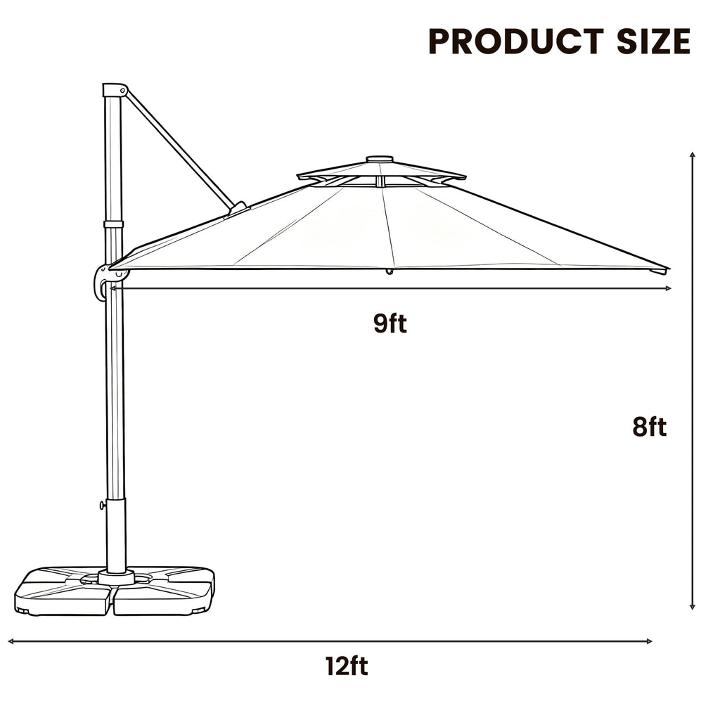 Cantilever Umbrella with Base and Lights U429