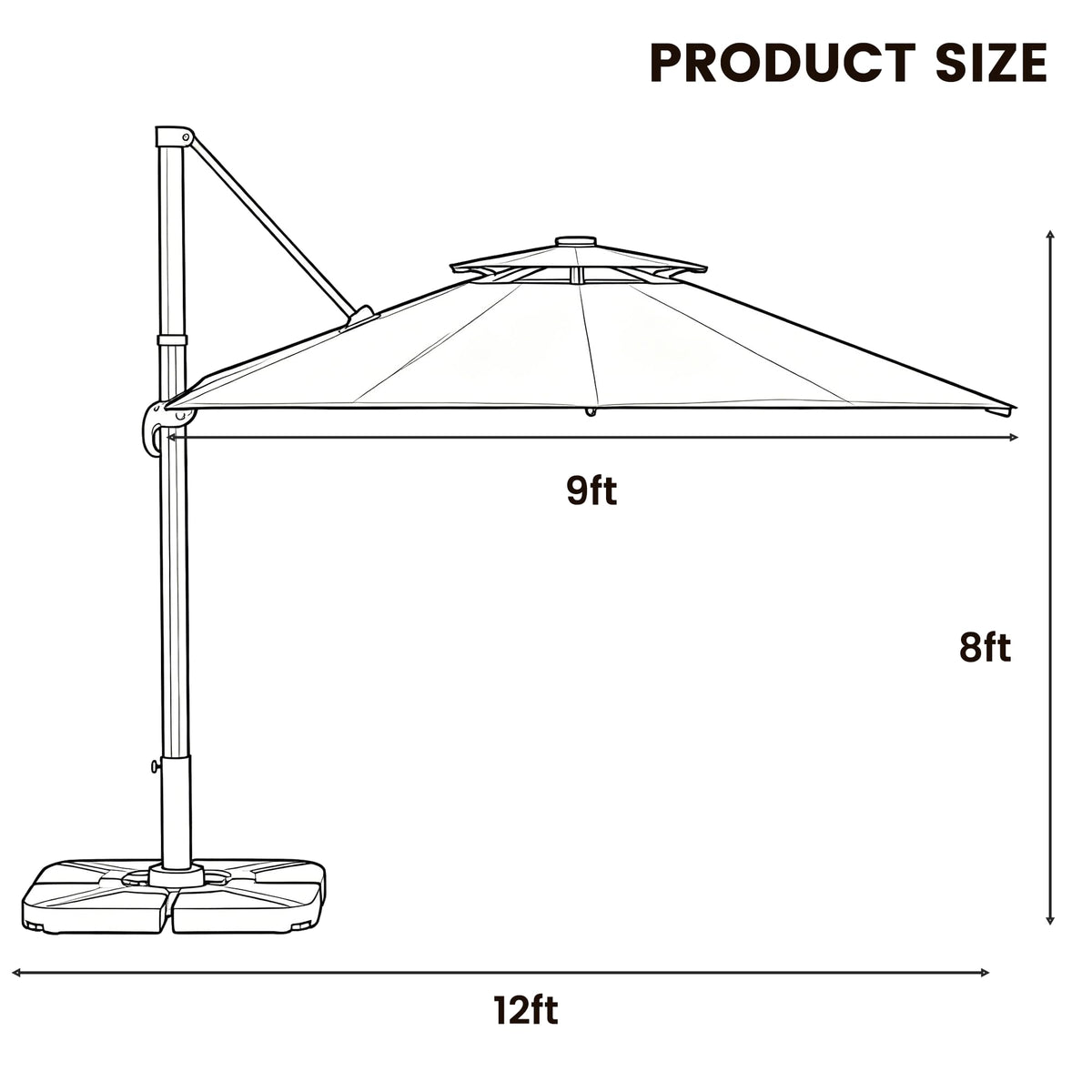 Cantilever Umbrella with Base and Lights U429