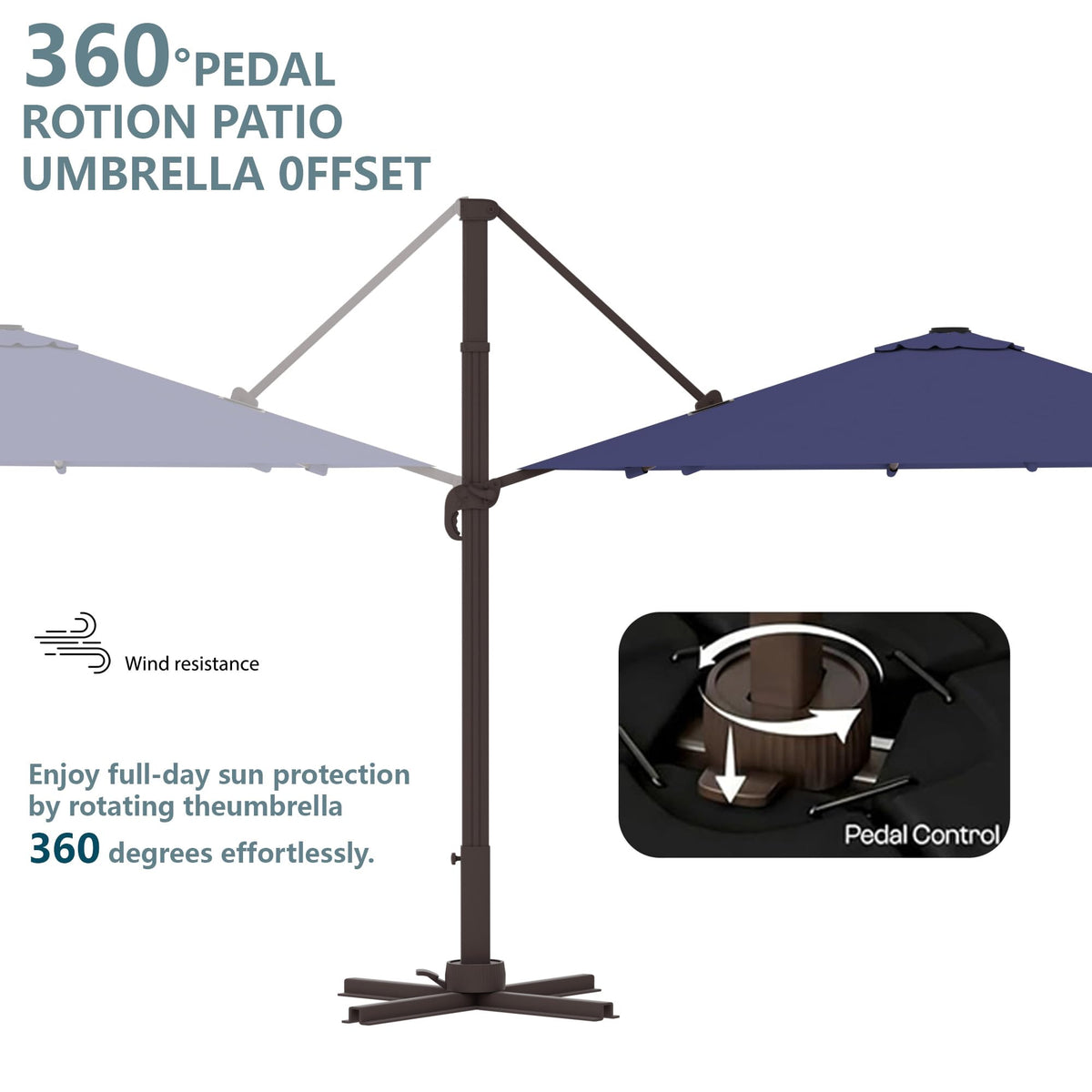 Cantilever Umbrella with Base and Lights U429