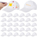 30 Pcs White Adjustable Polyester Baseball Caps O978883