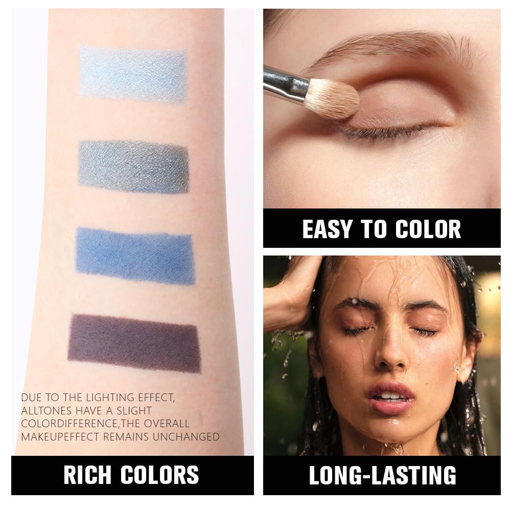 Blue Taupe Matte Glitter Eyeshadow Quad N994