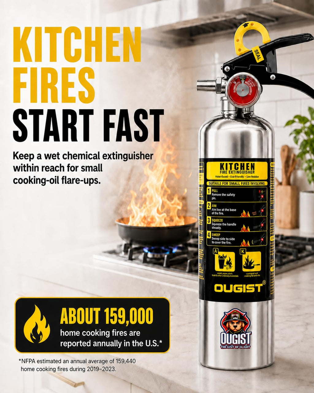 Class K Fire Extinguisher 34 Fl Oz Wet Chemical X420