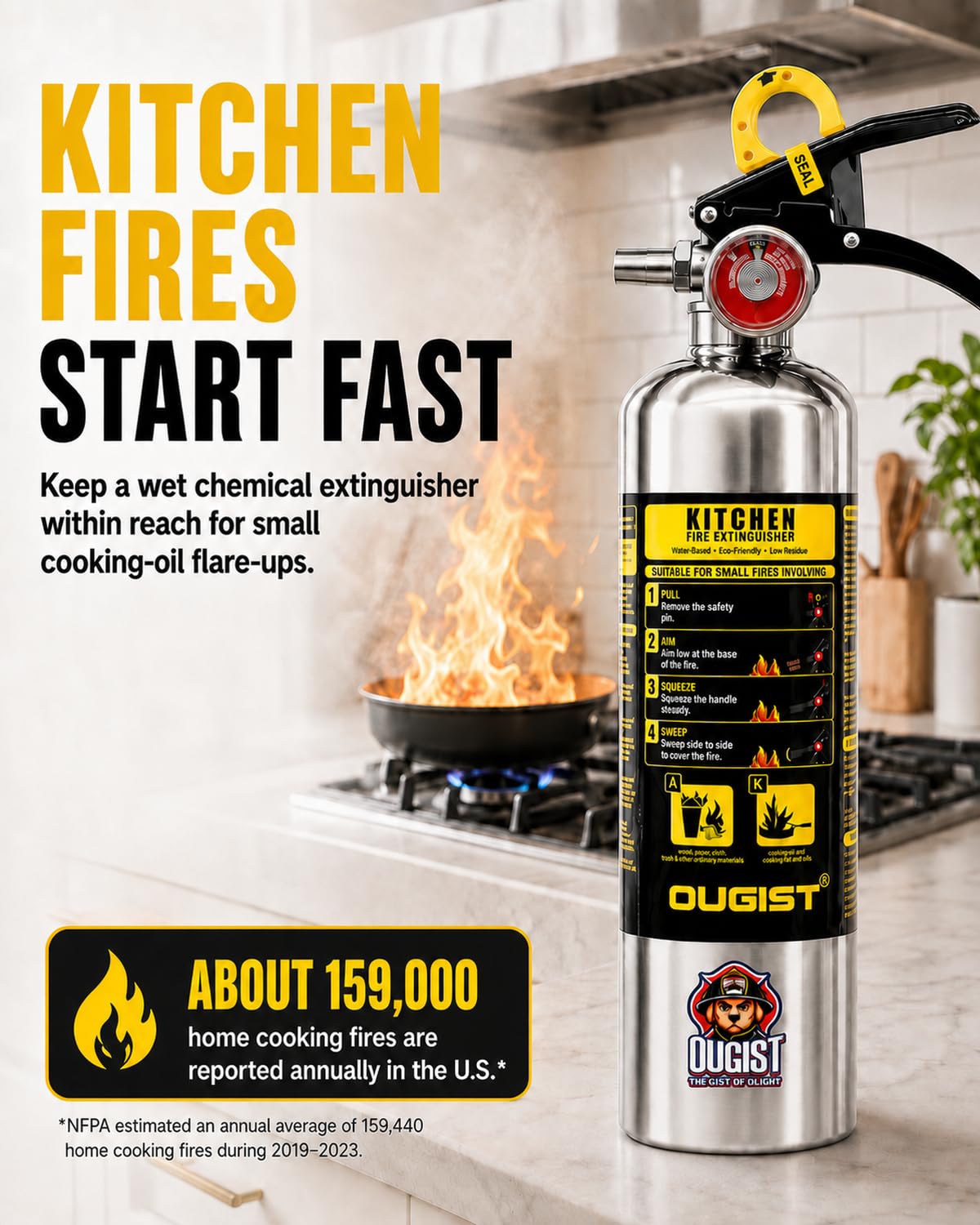 Class K Fire Extinguisher 34 Fl Oz Wet Chemical X420