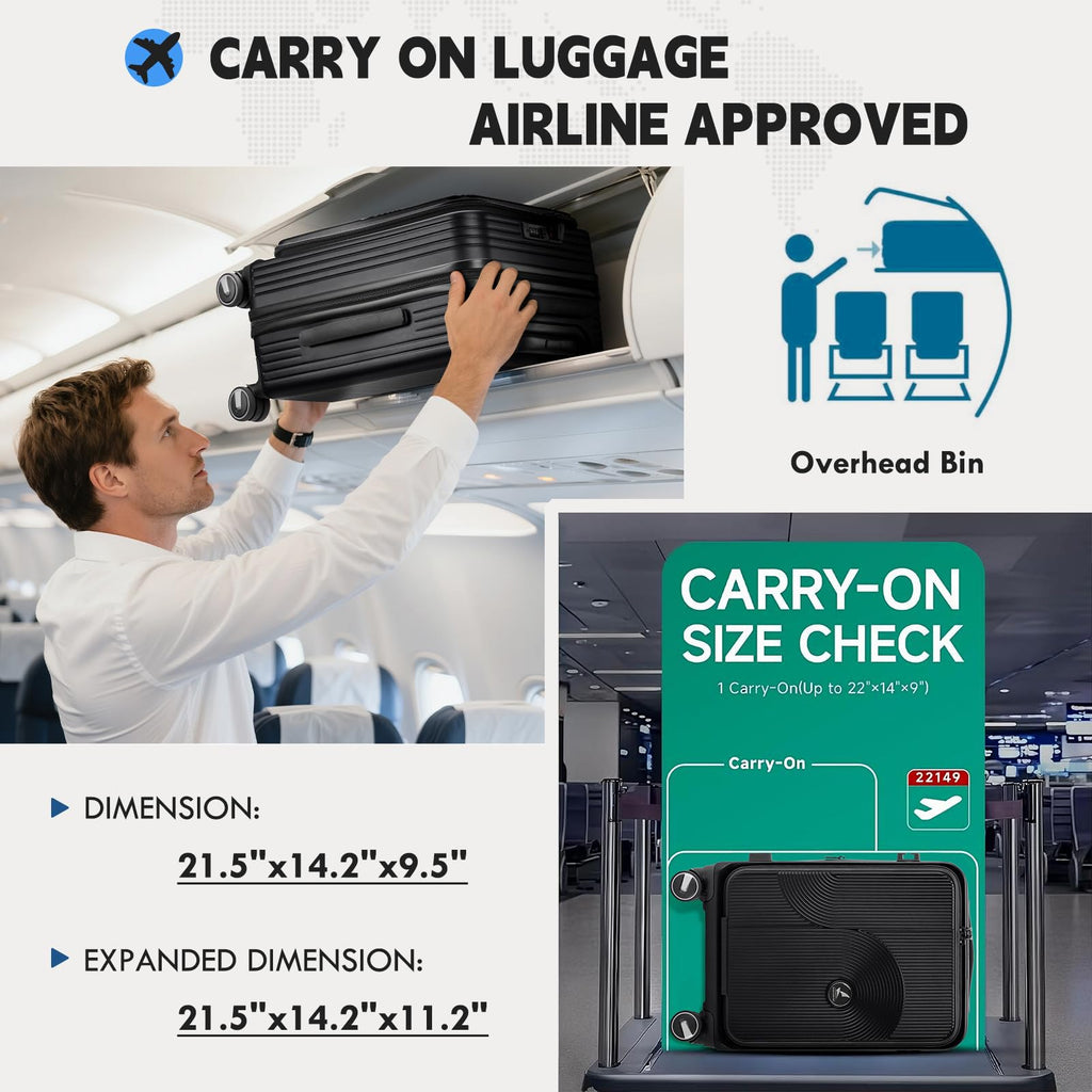 20 Inch Expandable Carry on Luggage U373
