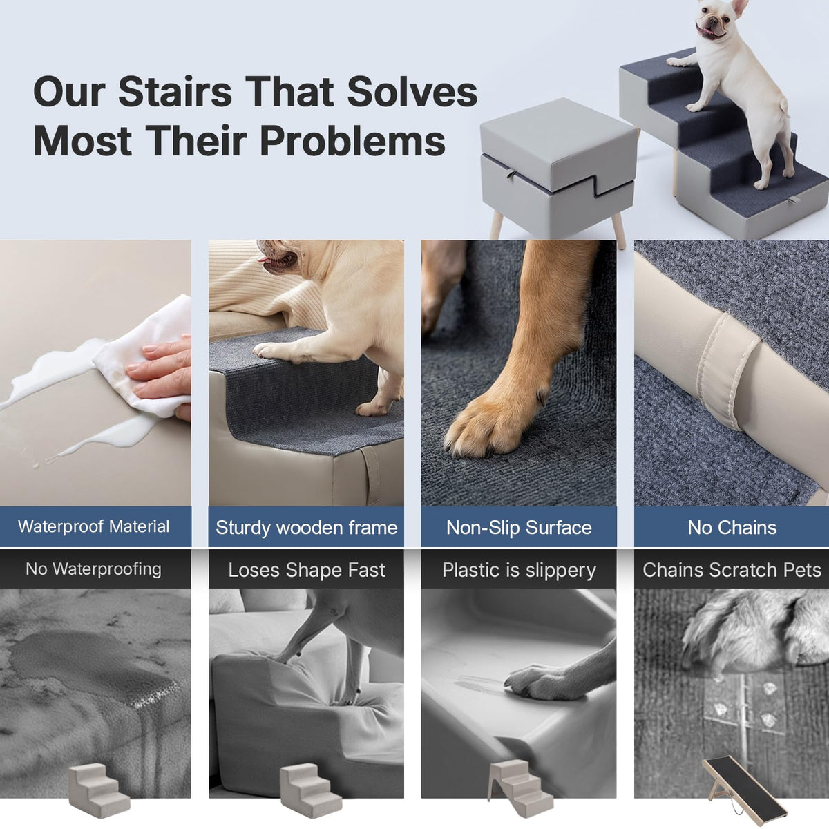 2-in-1 Foldable Dog Stairs & Ottoman H444