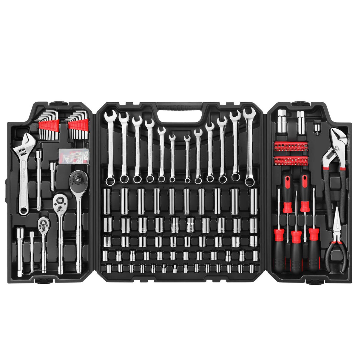 248 Pieces Mixed Sockets and Wrenches Hand Tool Set with Storage Case N761
