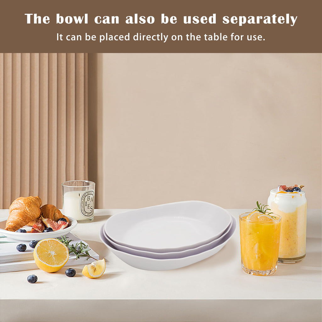 3 Tier Plastic Fruit Bowl with Bamboo Stand O1300