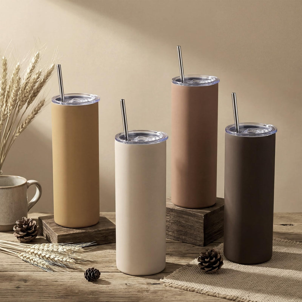 8 Pcs 20oz Insulated Stainless Steel Tumbler with Lid and Straw U6303