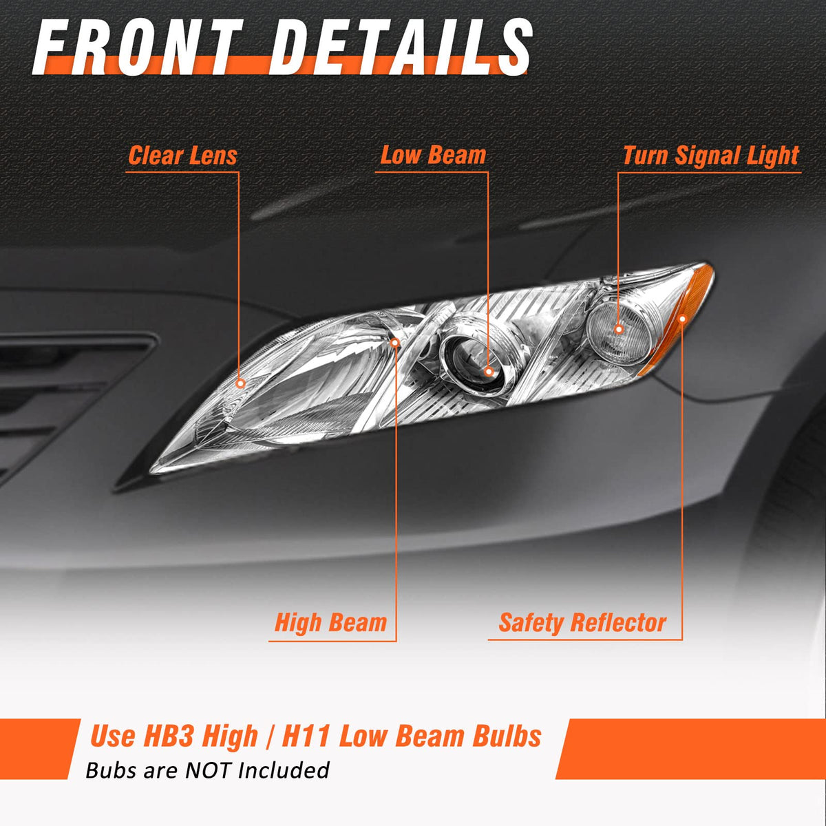 Toyota Camry Headlights Chrome Pair D9409