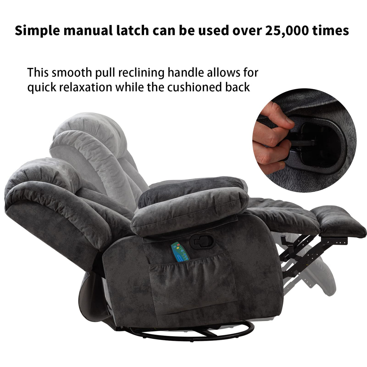 Gray Massage Swivel Rocker Recliner Chair V508