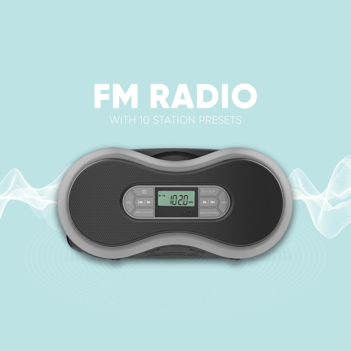 Portable Bluetooth CD Boombox with FM Radio W3236