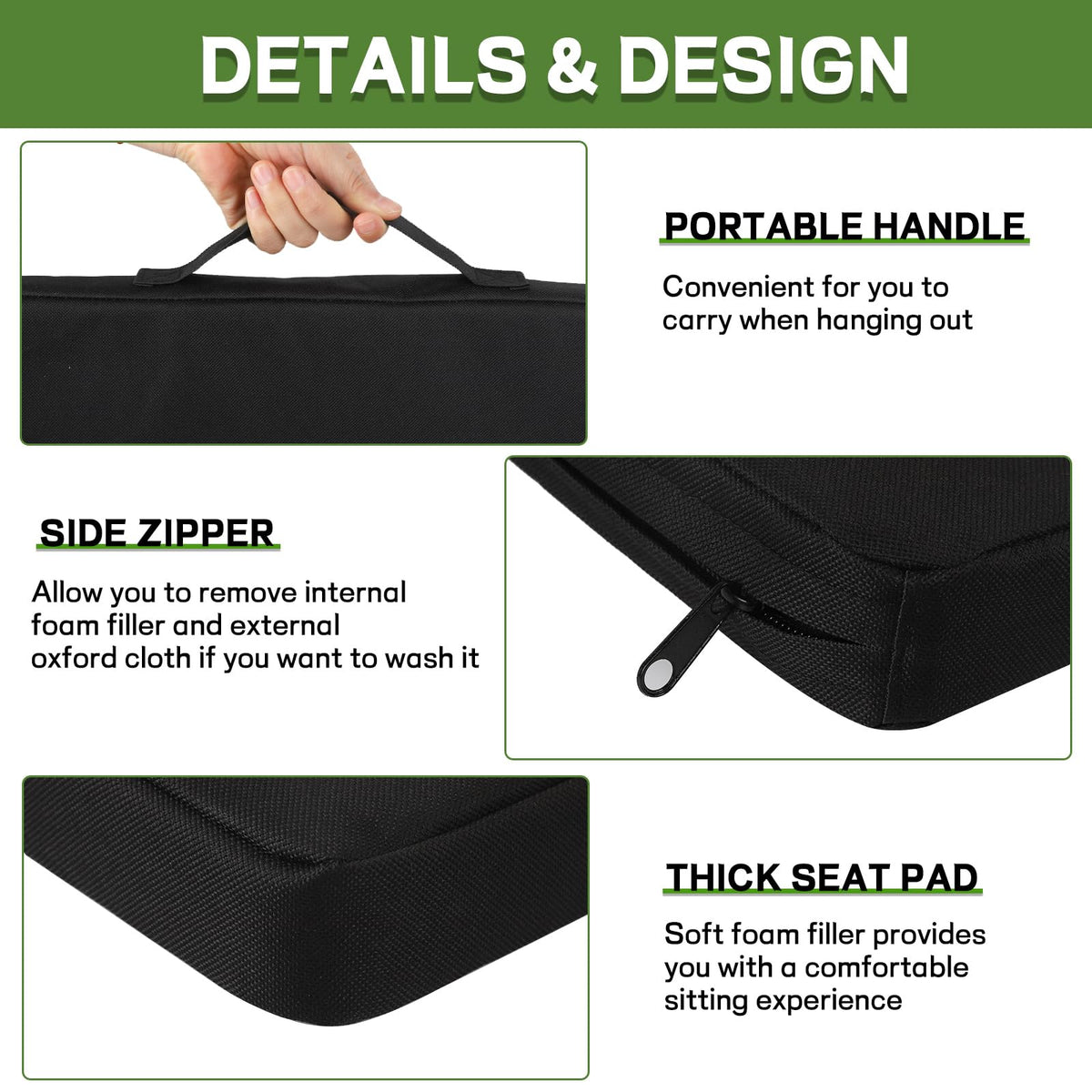 4 Pack Waterproof Oxford Fabric Bleacher Seat Cushions B947
