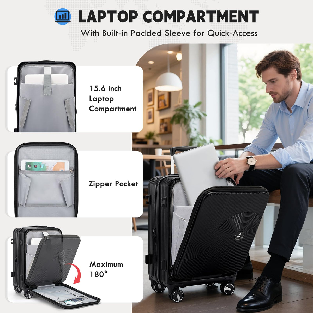 20 Inch Expandable Carry on Luggage U373