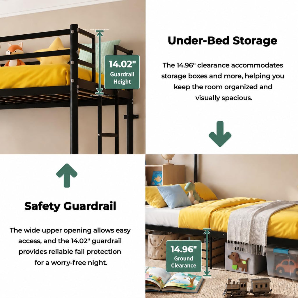 Twin Over Twin Bunk Bed with Ladder, Black N201247