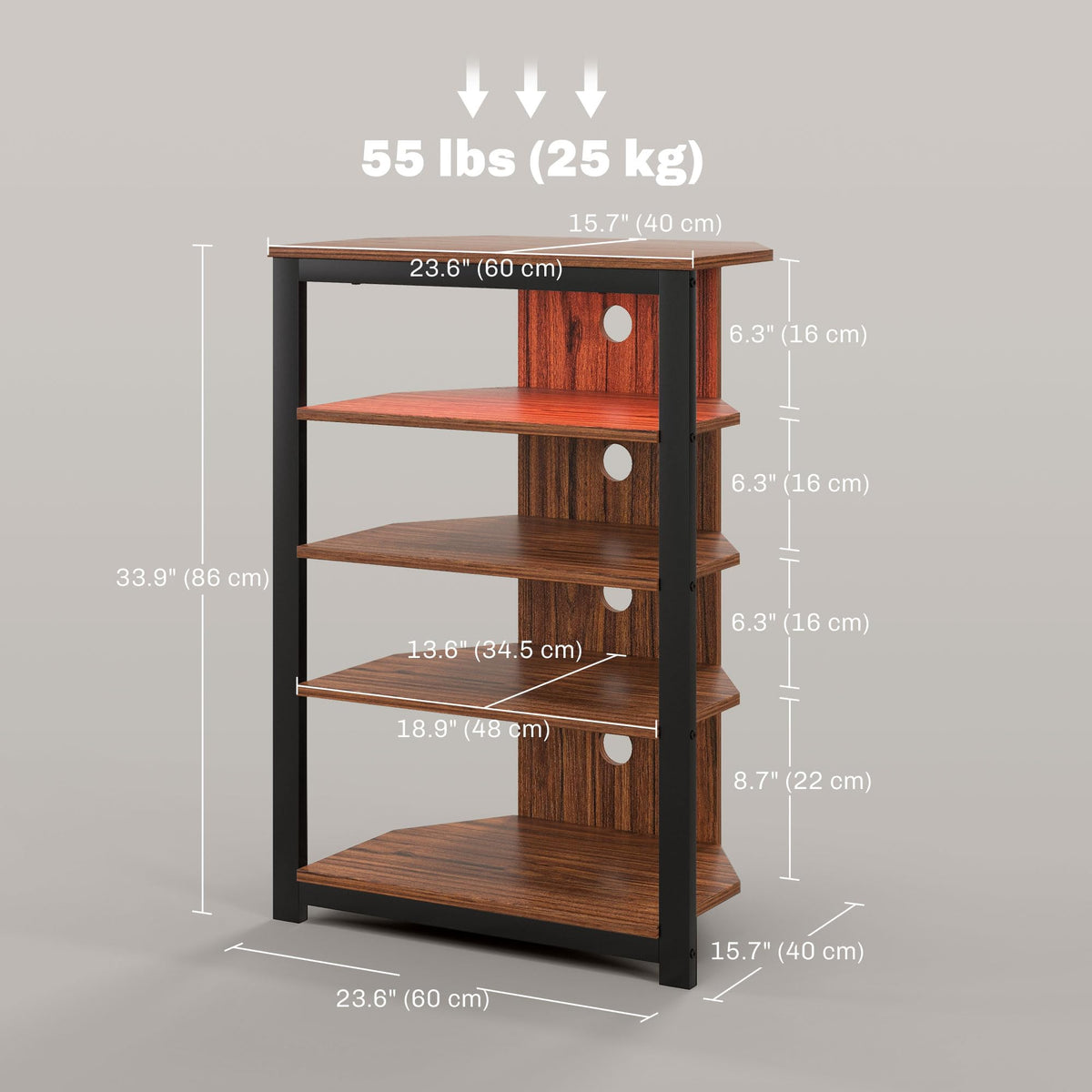 Brown 4-Tier Media Stand C8480