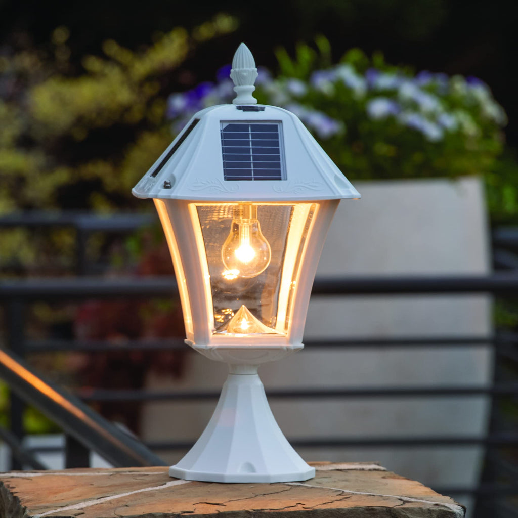 White Outdoor Solar Post Light with 3 Mounting Options I36526