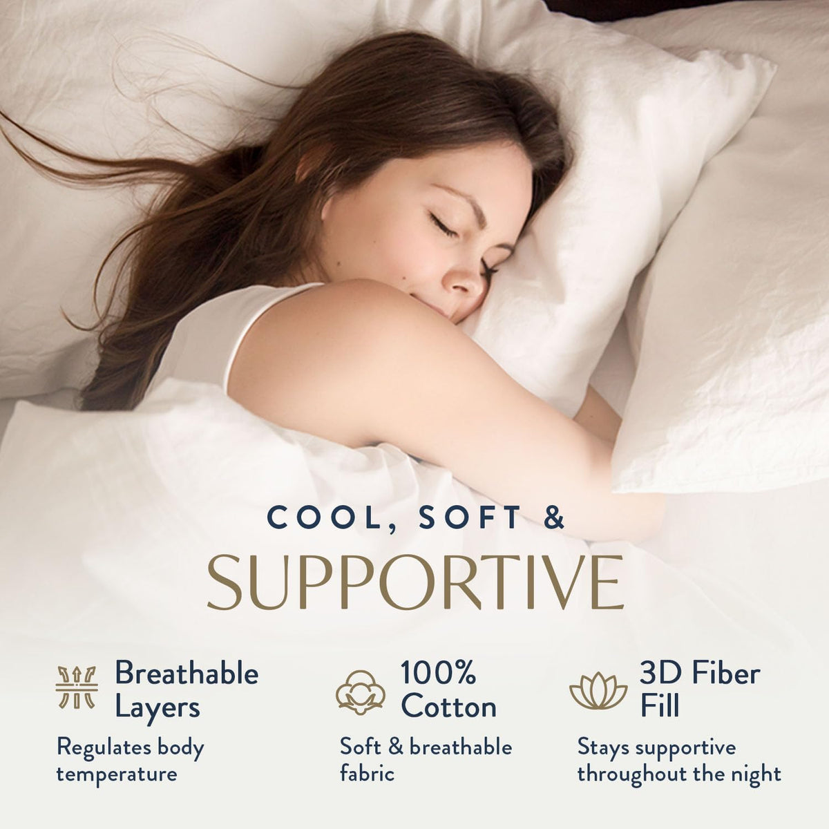 100% Cotton King Size Bed Pillows Set of 2 Z633