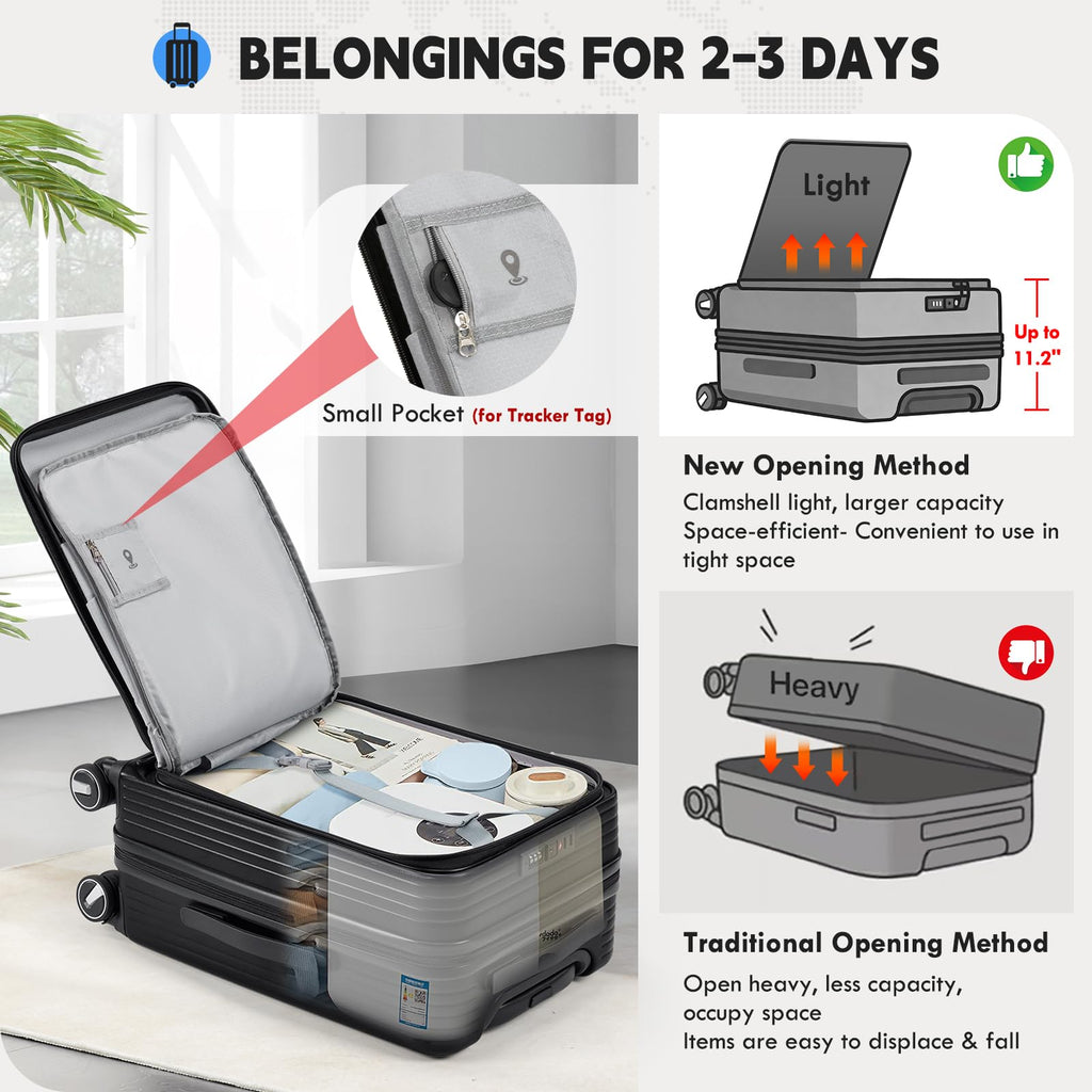 20 Inch Expandable Carry on Luggage U373
