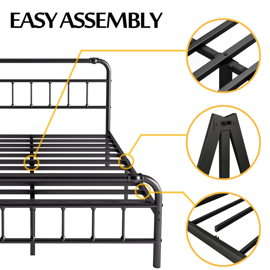 Full Size Metal Bed Frame with Iron Headboard E397023