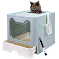 Foldable Enclosed Cat Litter Box with Lid and Litter Scoop Z495567