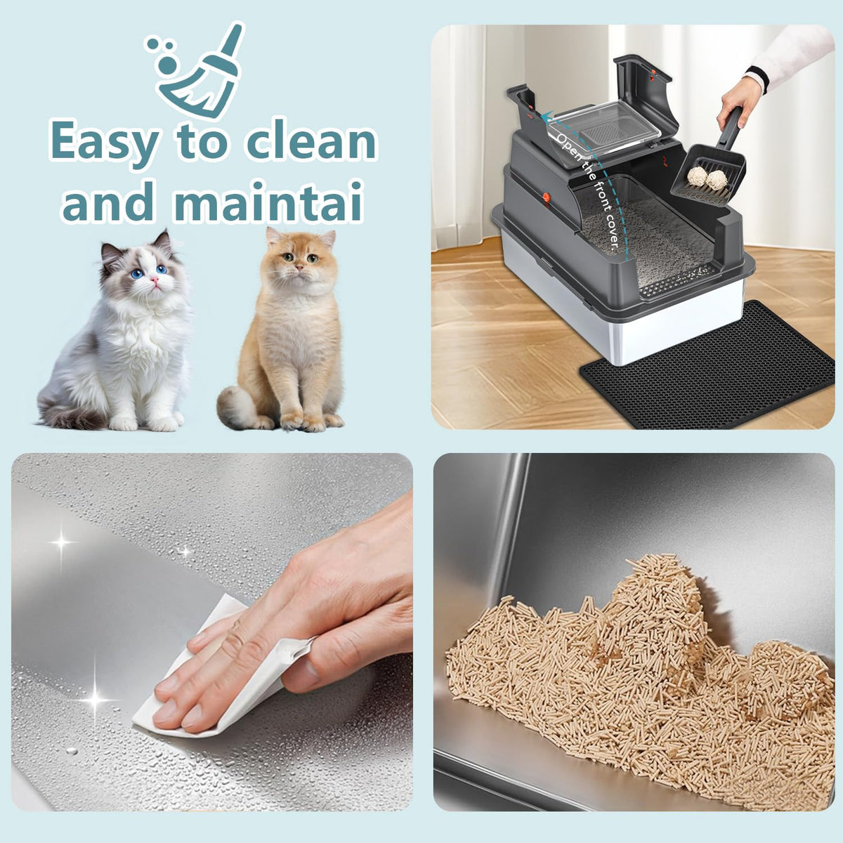 XXXL Stainless Steel Covered Litter Box F7258