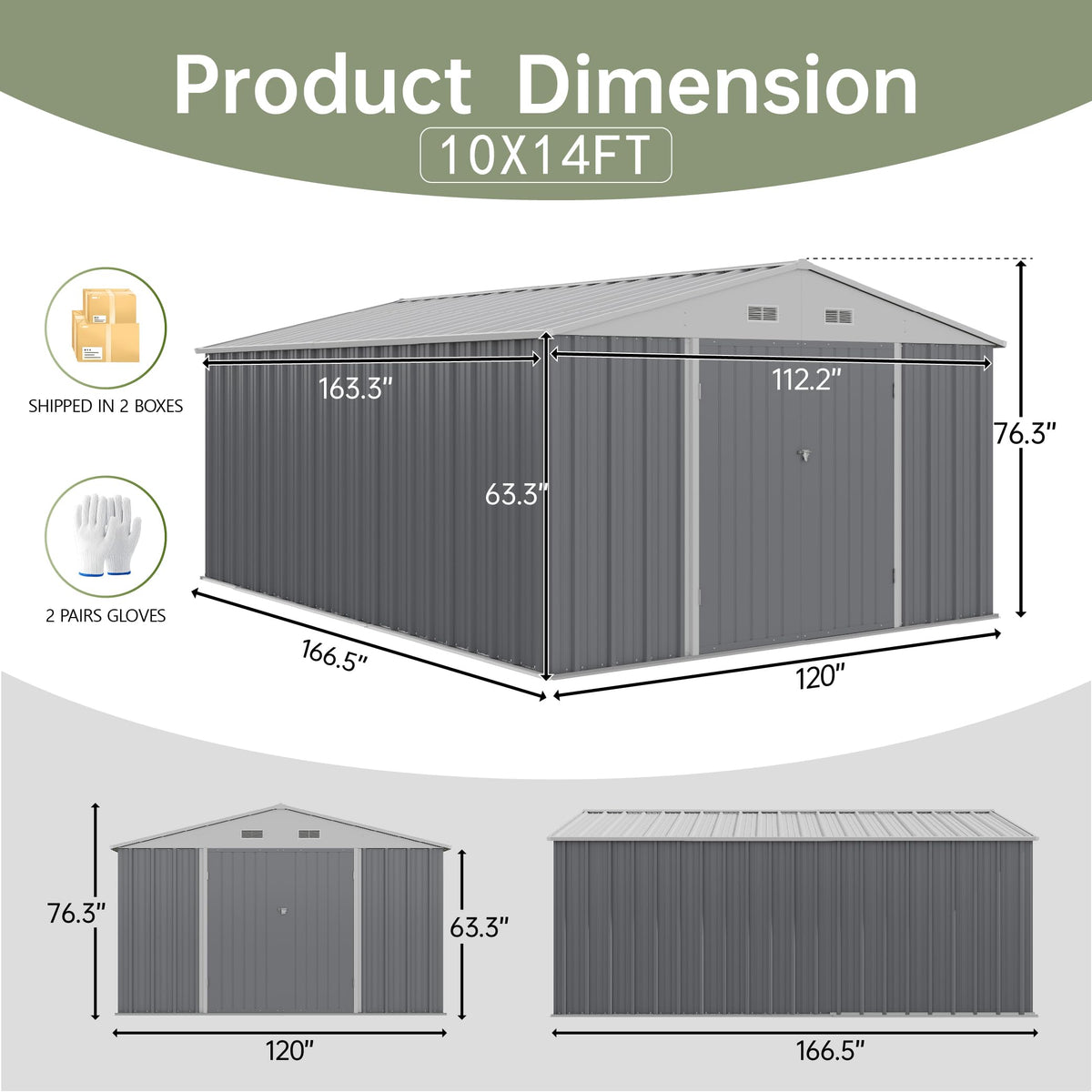 10x14 FT Outdoor Storage Shed M1336