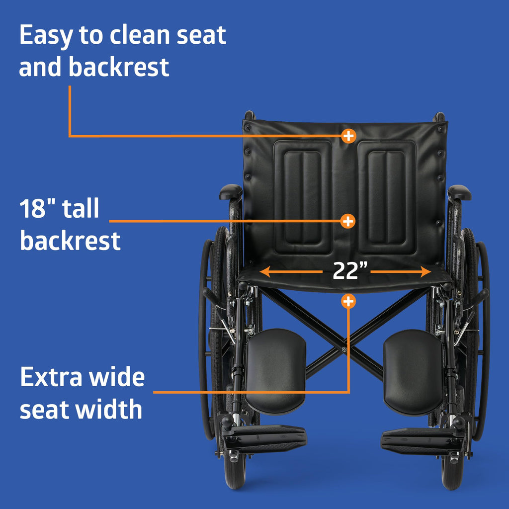 Extra-Wide Bariatric Wheelchair with 22" Wide Seat T9102
