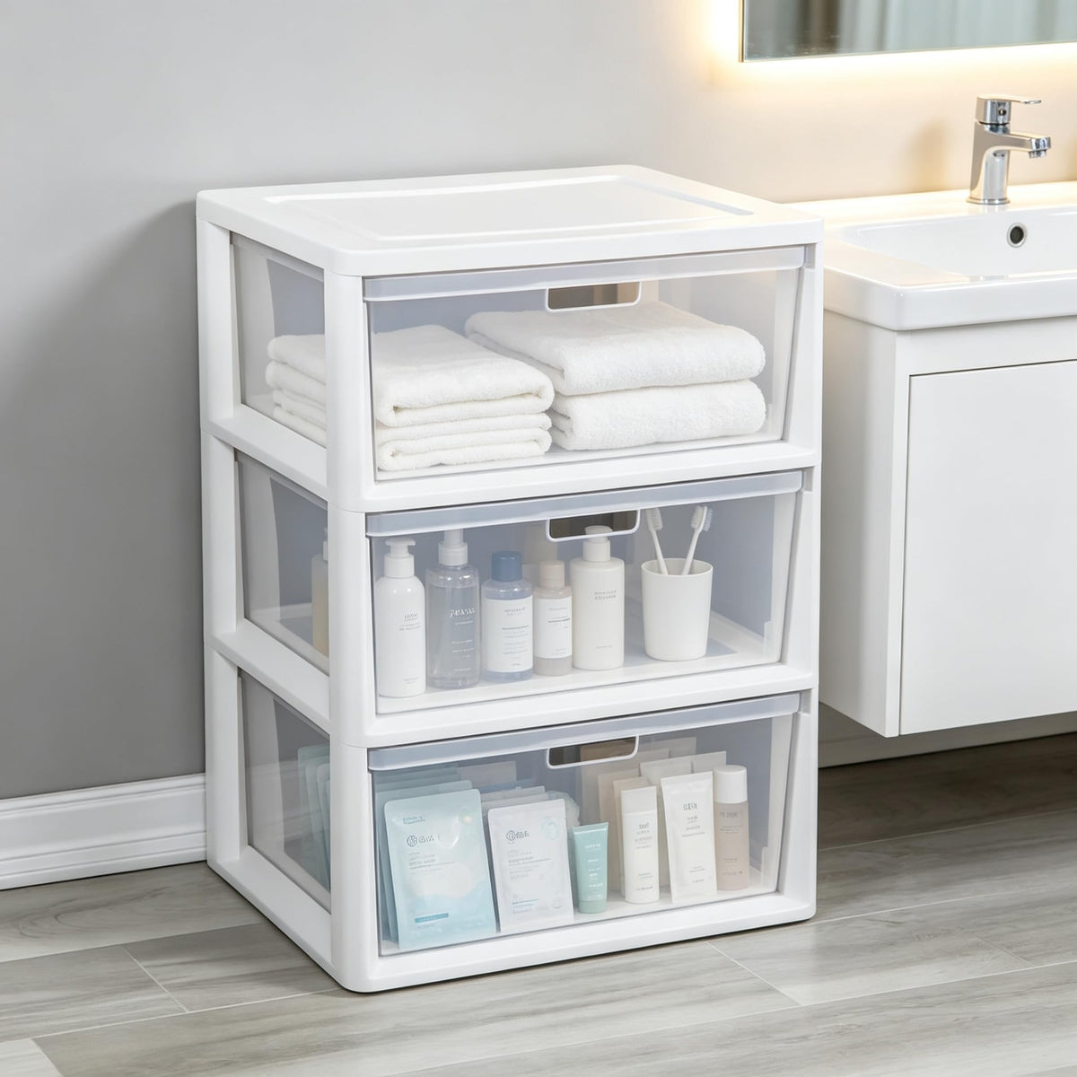 White 3 Drawer Plastic Storage Unit E369
