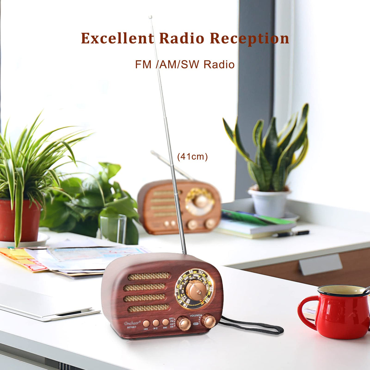Portable Vintage Retro Bluetooth Speaker Radio with FM/AM/SW Bands U307429