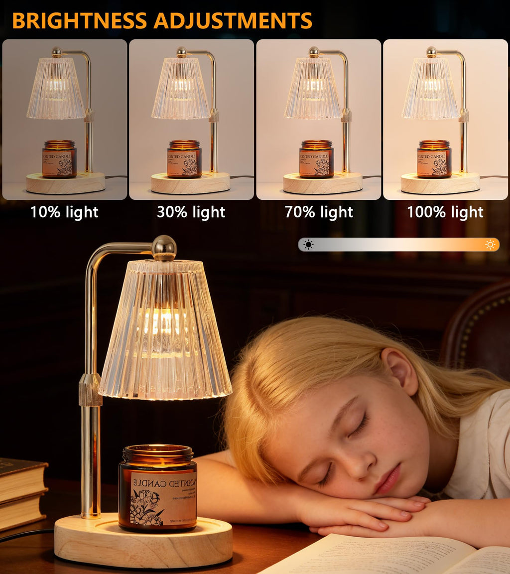 Gold Candle Warmer Lamp with Timer Dimmable with 2 Bulbs Z538059