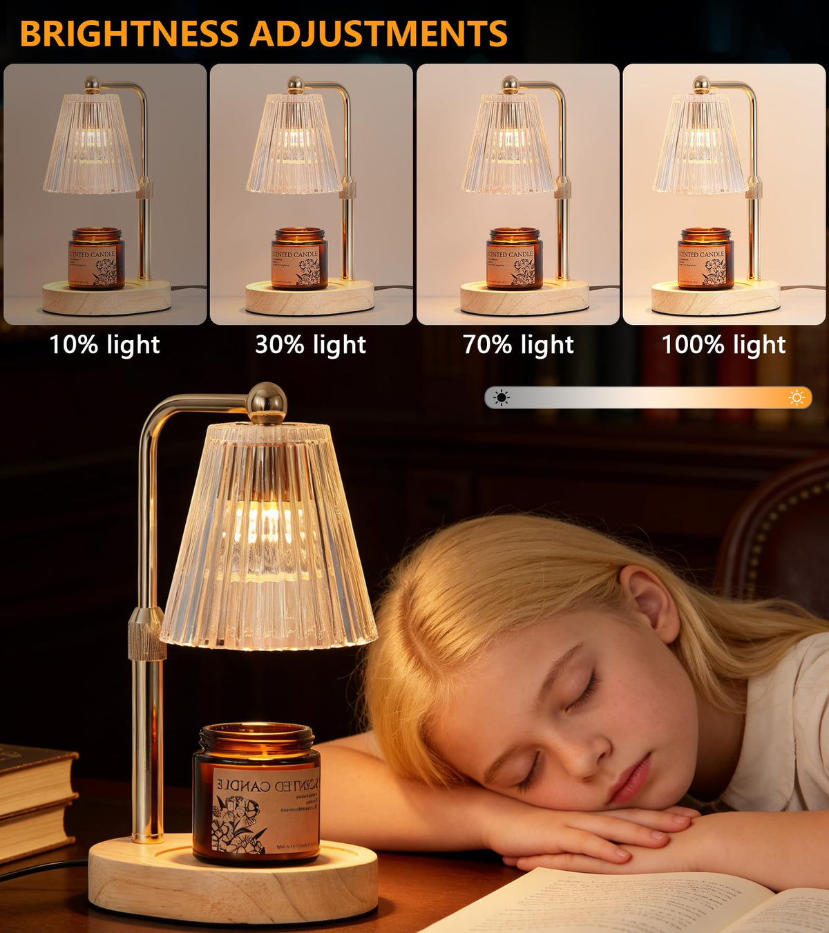 Gold Candle Warmer Lamp with Timer Dimmable with 2 Bulbs Z538059