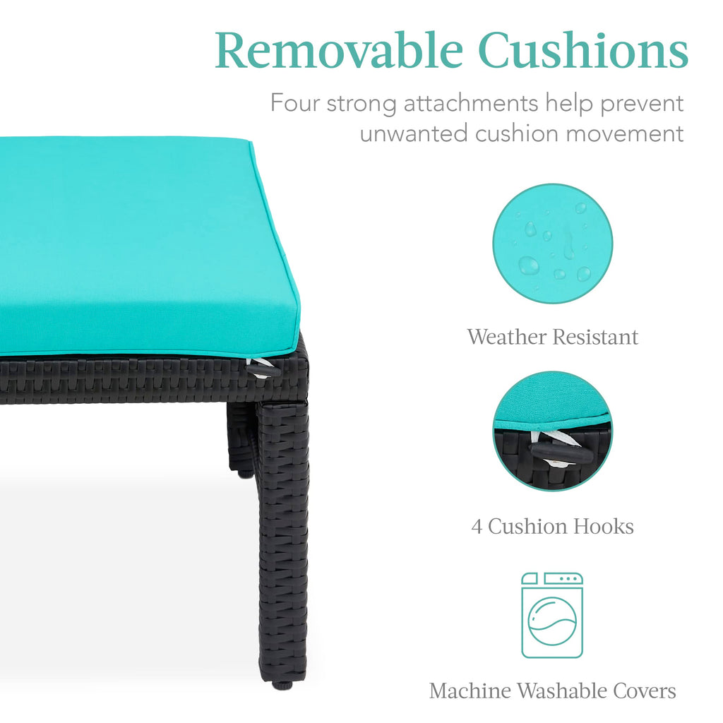 Set of 2 Wicker Ottomans with Removable Cushions V782