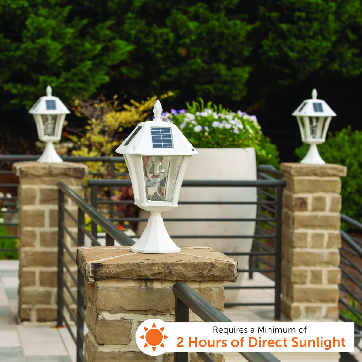 White Outdoor Solar Post Light with 3 Mounting Options I36526