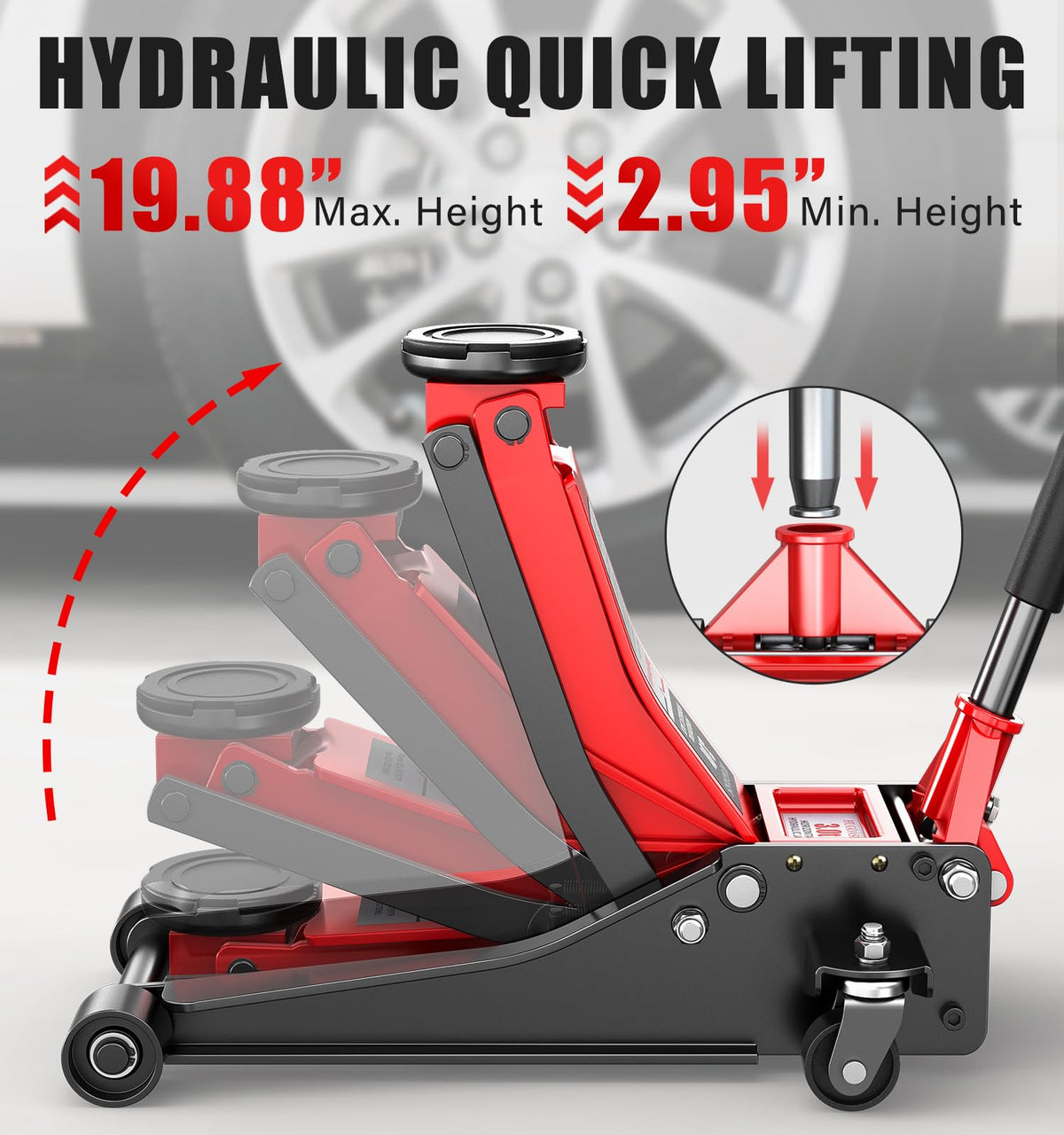 Low Profile Hydraulic Floor Jack 6600lbs Dual Piston X170098