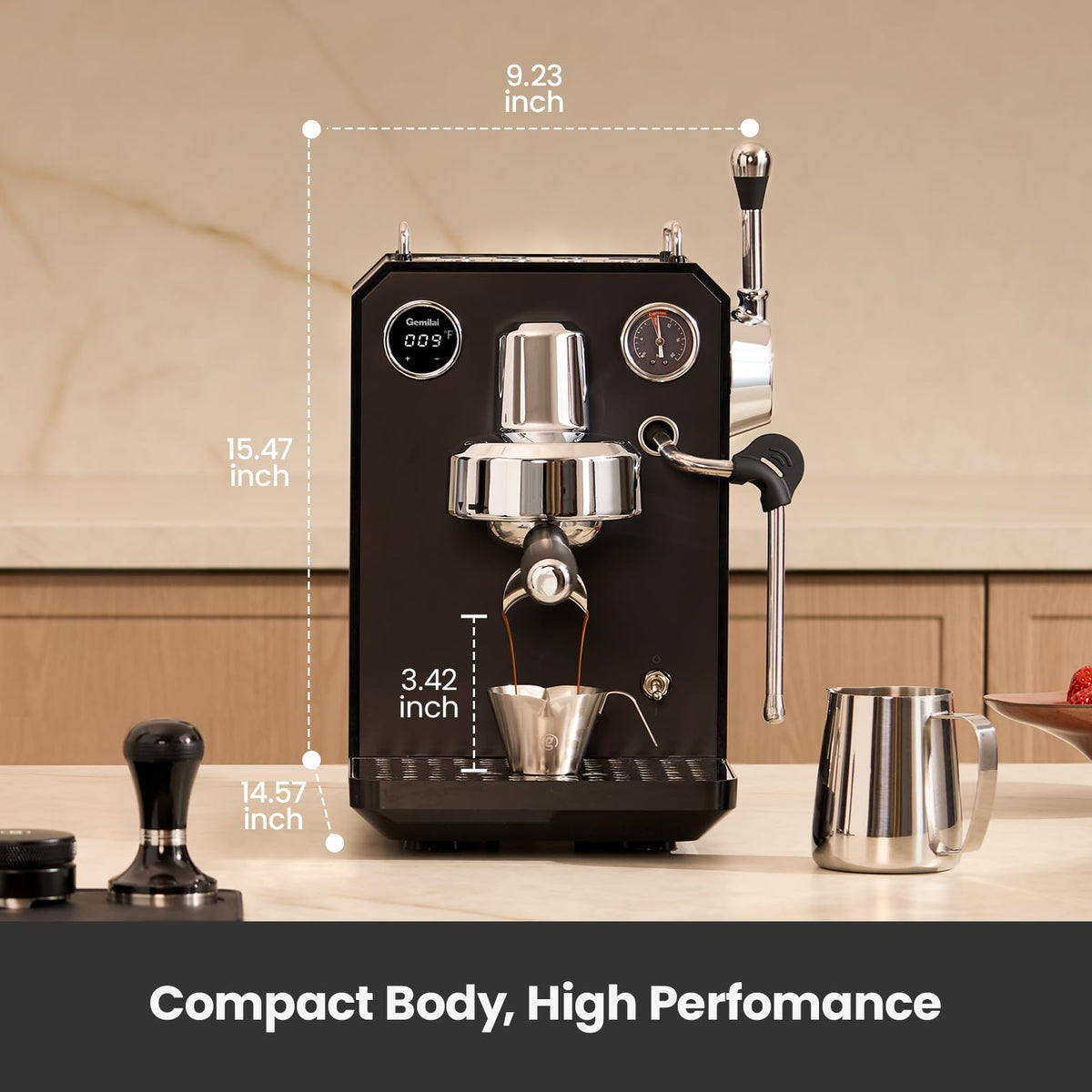 1500W Espresso Machine and Coffee Grinder Bundle with Milk Frother, Black M719