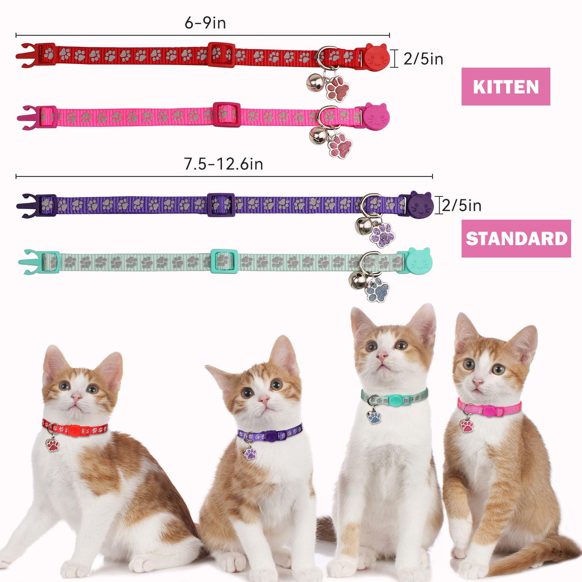 Breakaway Cat Collars with Bells 4PCS W989
