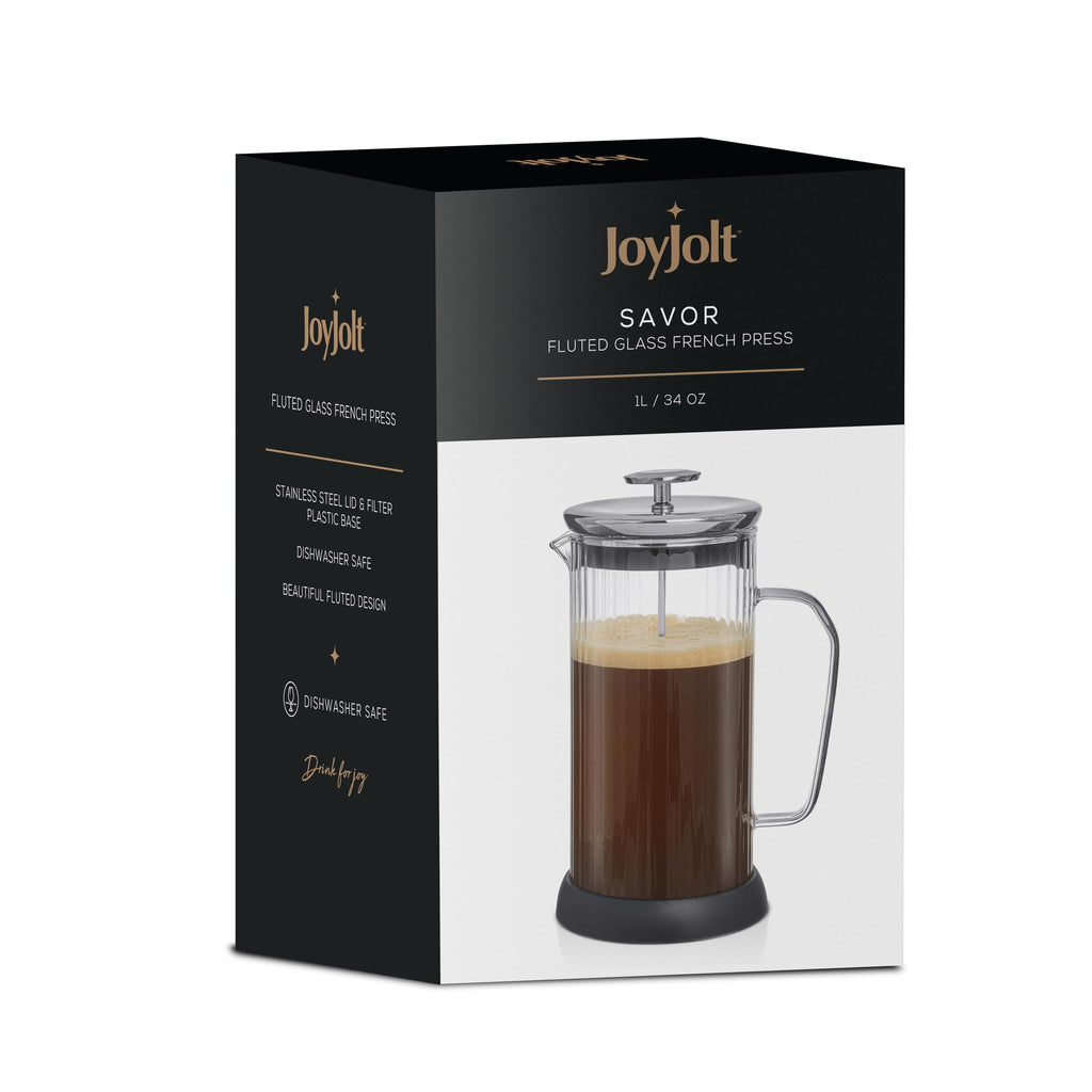 French Press Coffee and Tea Maker Set, 33.8oz Stainless Steel Borosilicate Glass D404