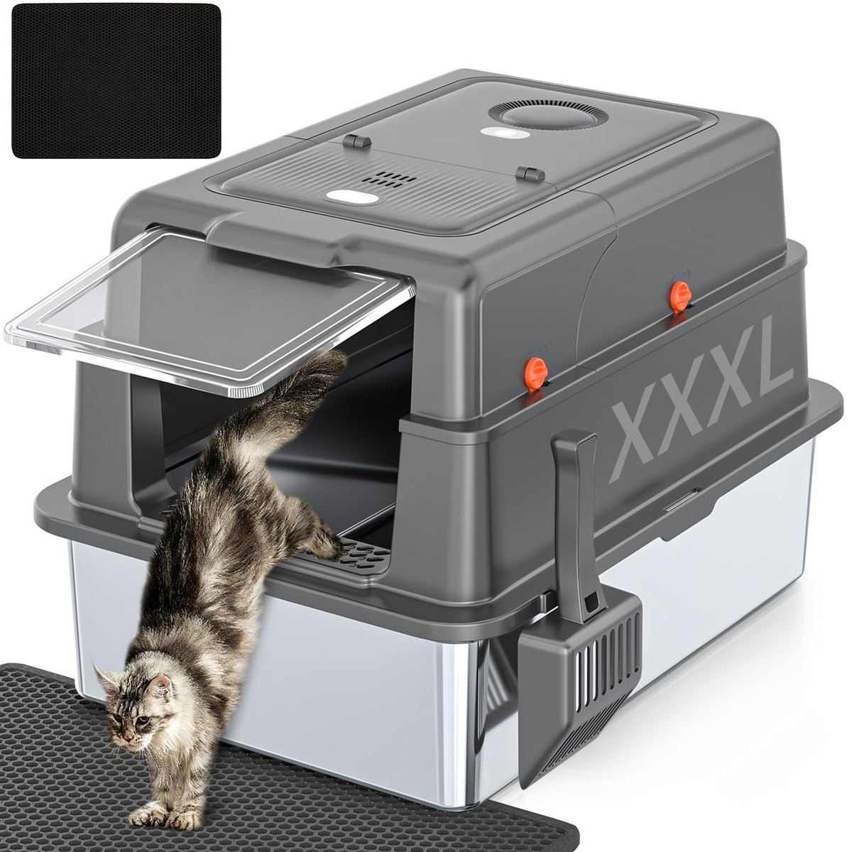 XXXL Stainless Steel Covered Litter Box F7258