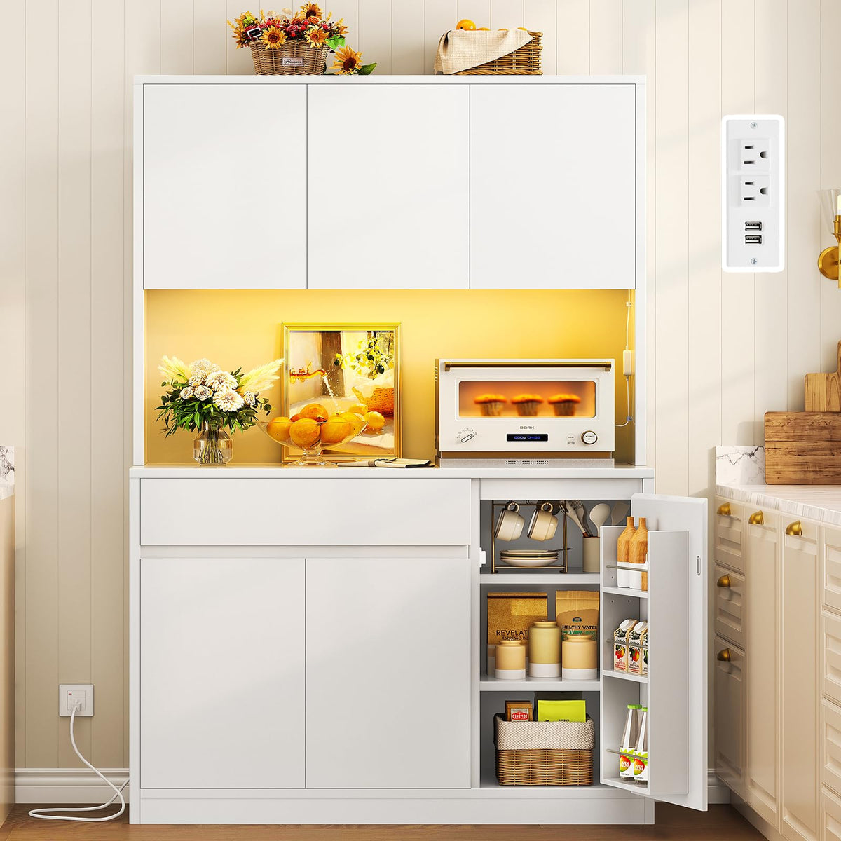 Pantry Cabinet with Charging Station O5105