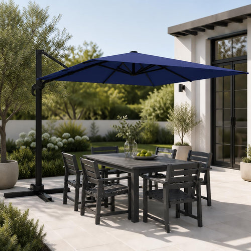10' X 10' Aluminum Cantilever Patio Umbrella with 360-degree Rotation R3196