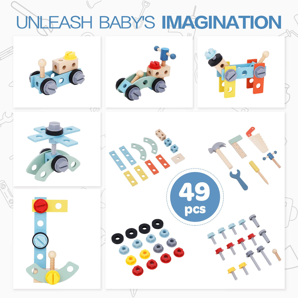 Wooden Baby Walker and Tool Bench F767