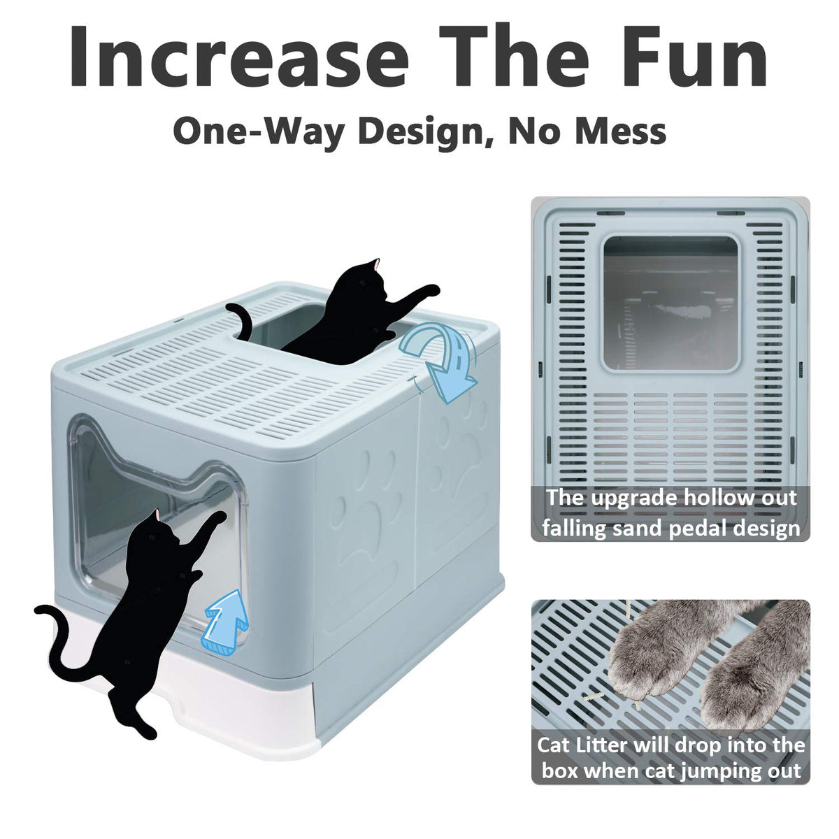 Foldable Enclosed Cat Litter Box with Lid and Litter Scoop Z495567