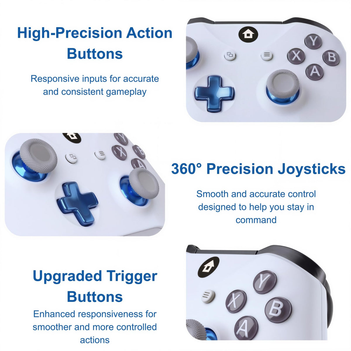 Wireless Controller for Xbox and PC with 1400mAh Battery, White F327