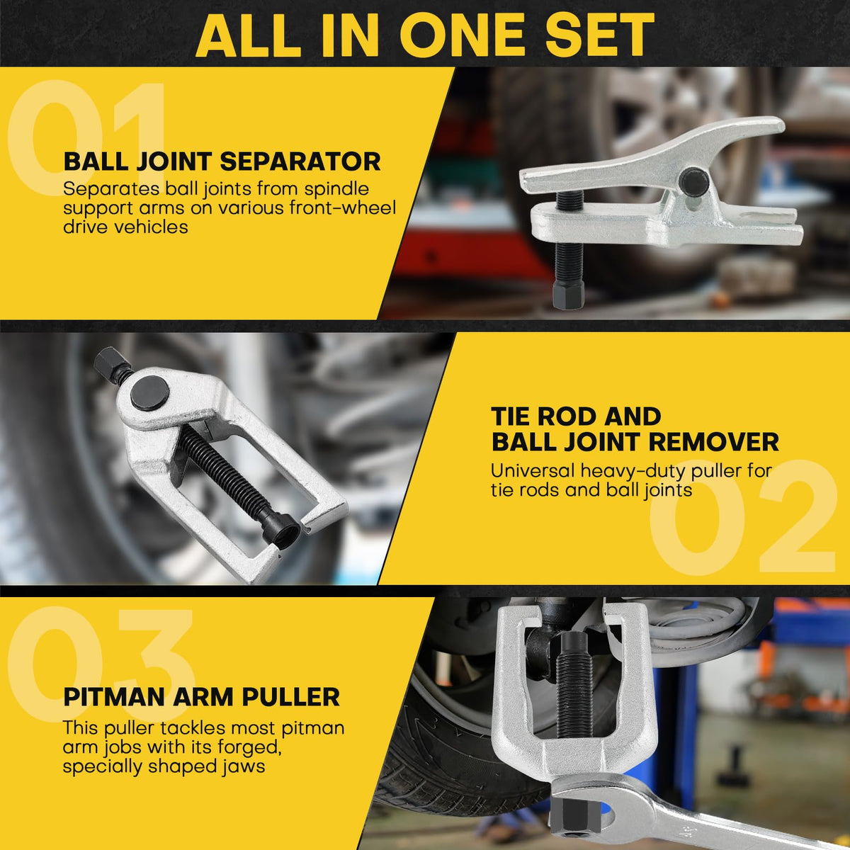 5-in-1 Ball Joint Service & Separator Kit with Pullers, Press, and Adapters H6132