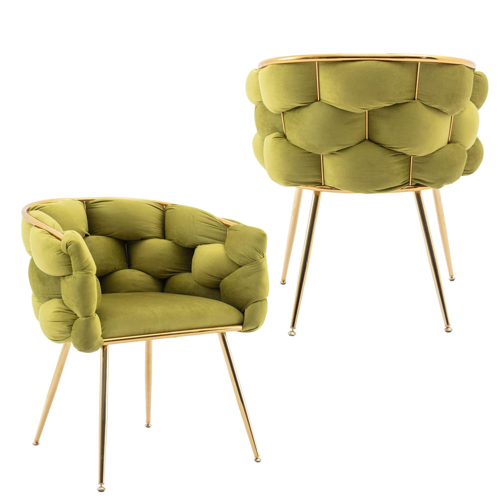 Olive Green Velvet Upholstered Accent Chair Set of 2 K234