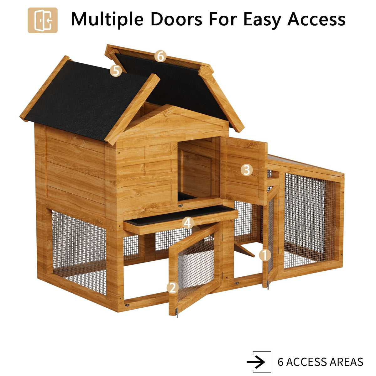 2-Story Wooden Rabbit Hutch with Run U221970