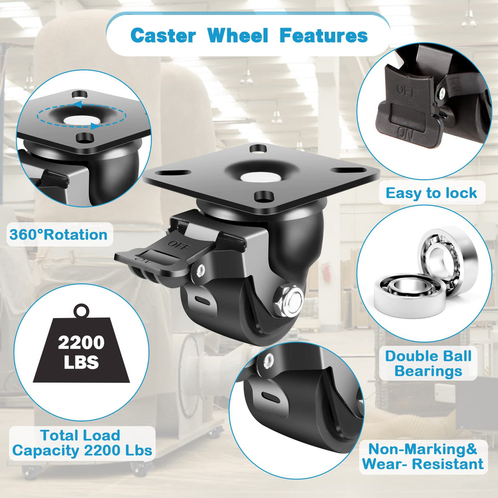 2-Inch Heavy Duty Casters Set of 4 with Brake A11636