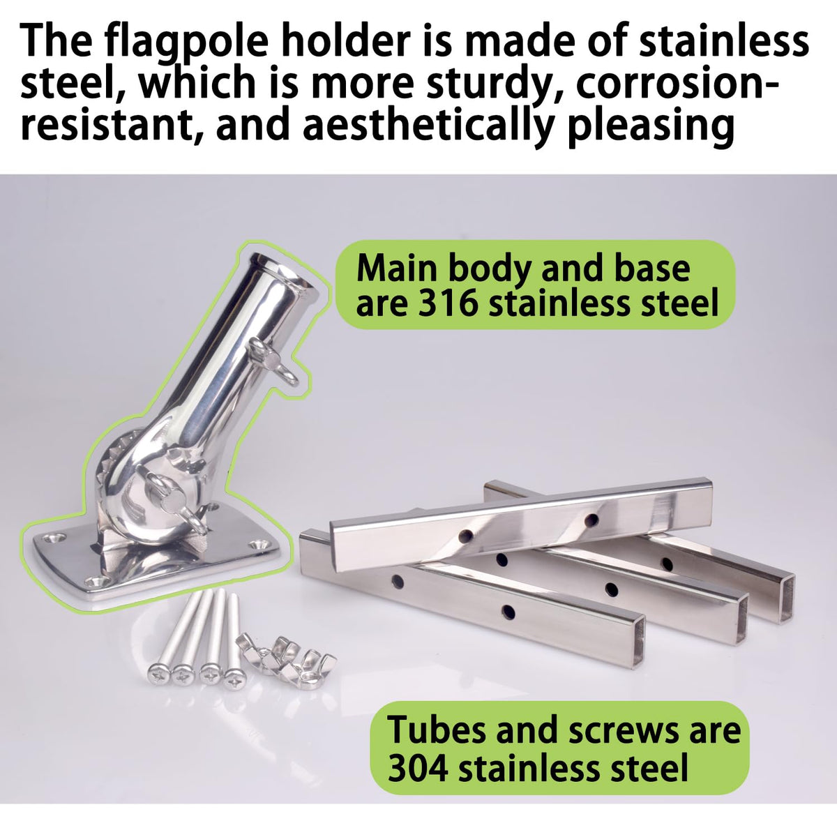 316 Stainless Steel Flagpole Holder for 1-Inch Flagpoles F480797