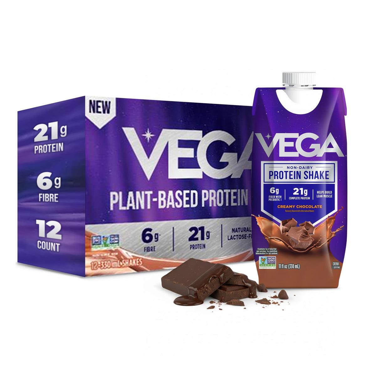 Creamy Chocolate Vegan Protein Shake 21g 330ml 12 Pack V52036