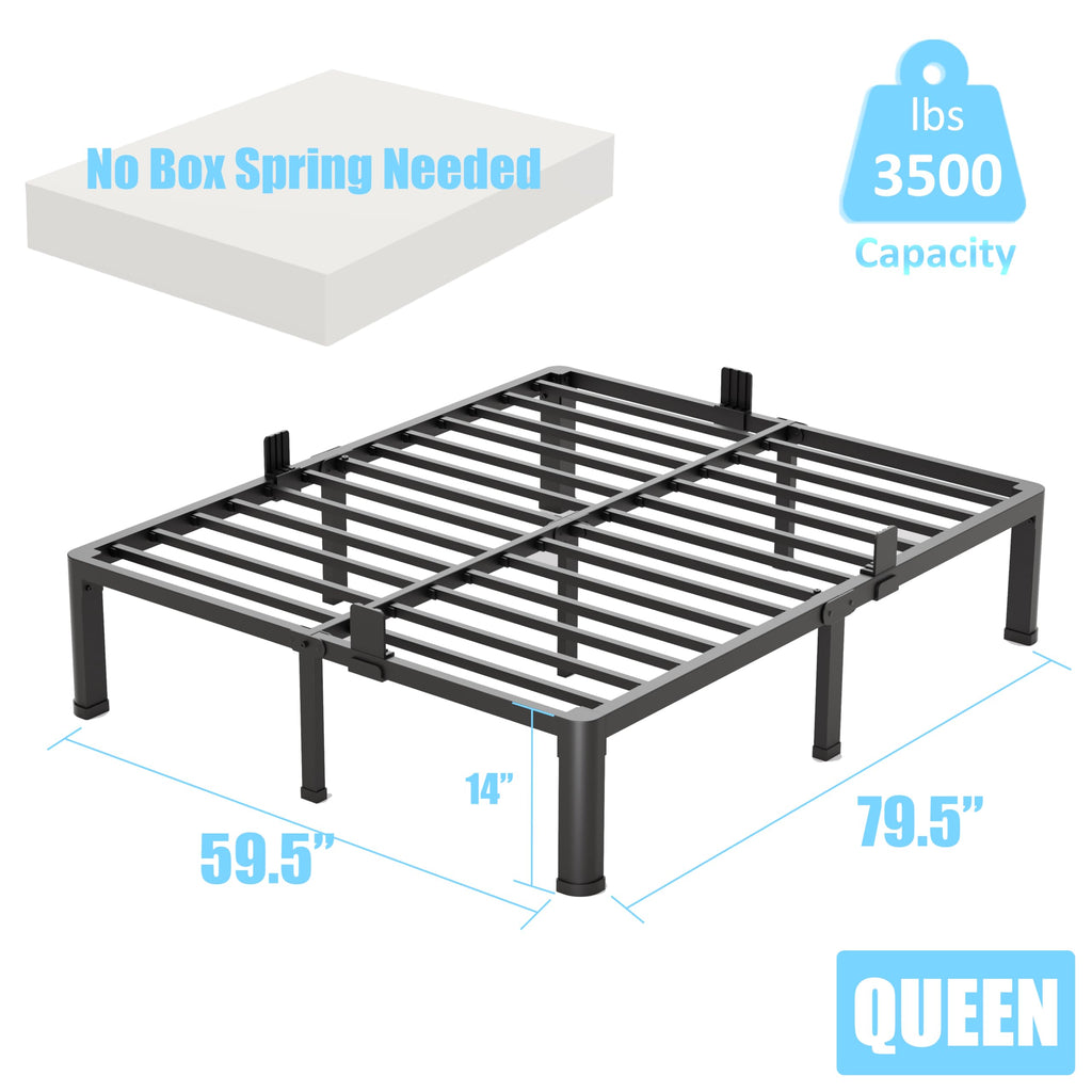 Queen Size 14 Inch Metal Platform Bed Frame L4175
